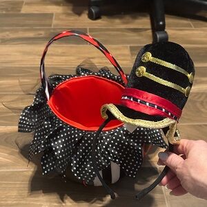 Circus themed Halloween Trick-or-Treat Handmade Basket with headband
